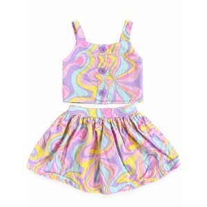 Disney Princess Girls 3T Pastel Swirl Crop Top Shorts Set 2 Piece Outfit